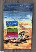 Antonio Garcia Chair with a View, Impressionist Acrylic Painting On Canvas 35x56"