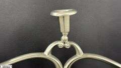 2 Made In Holland Pewter Candelabras, One Needs Repair 13.5"x6"