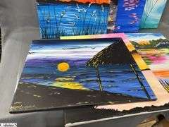 10 Painting Party Canvases, Park Bench, and Other Landscape Scenes Each Measures 16x20"