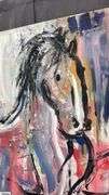 Alummoa Zumigo Equine #3, Mixed Media and Oil Painting On Canvas 35x56"