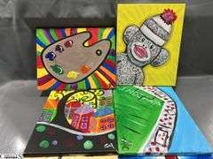 15 Painting Party Canvases, and Paintings Largest Measures 12x16"