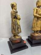 6 Southeast Asian Gilt Wood Buddhas Some Wear Tallest 17.5"