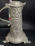 2 Early English Pewter Steins 13" Tallest
