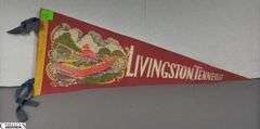 2 Pennants.  Chicago Railroad Fair "I Was There" 1949 and a Livingston, Tennessee Fishing Pennant