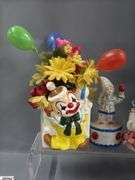 Clown Collectibles, and Figurines Marked Japan, Hong Kong, Music Boxes, Planter, Tallest 10"