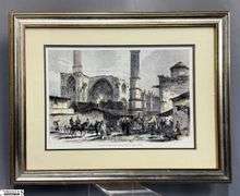 Silver Metallic Framed Print of Selimiye Mosque in Nicosia, Cyprus, as it appeared in an 1878 engraving from "The Illustrated London News".  15"x20"