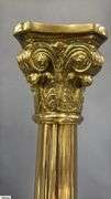 Two Brass Column Style Candle Sticks With Square Bases 16.5" 16.5"