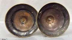 Pair of Bohemian Style Brass Candle Sticks 10.5" Tall