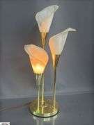 Brass Mid Century Cala Lilly Table Lamp (Shades are Composite) 26" Tall