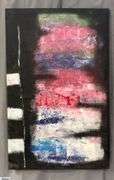 Alummoa Zumigo Abstract, Black Background, Multi Color Mixed Media and Oil Painting On Canvas 35x56"