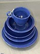 11pcs Fiesta Cobalt Blue Dishes - Charger Platter, Large Disk Pitcher, Plate, Bowls, Salt and Pepper - 12" of largest