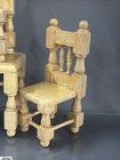 Wooden Doll Dining Set, Painted Chair and Table