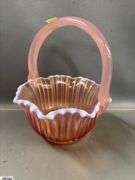 Glass Art Baskets, Imperial Twist Bridal, Opalescent Blue Swirl Tallest 10", Composite Grapes