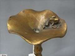 Bronze Eastern Europe Candle Holder With Lotus Pad and Frog 17"