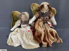 Pair of Little Souls Angel Dolls by Gretchen Wilson, One named “Jingle” and one named “Joy”, 18", Some Sun Fading On Dress