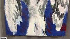 Alummoa Zumigo Winged Figure #05, Mixed Media and Oil Painting on Canvas 36x56"