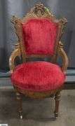 Victorian Red Upholstered Hip Rest Chair 21"x18"x39"