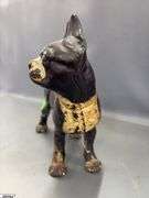 Vintage Boston Terrier Cast Iron Door Stop 10.5x10.5", More Wear to The Finish