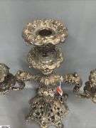 Pair of Three Flame Reed and Barton Renaissance Pattern Candelabras 15x16", Marked 800