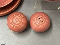 9pcs Fiesta Rose Dish Pieces - 2 Pint Pitcher, Salt and Pepper, Plates, Bowls - 10.5" of largest plate