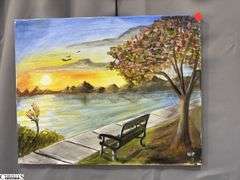 10 Painting Party Canvases, Park Bench, and Other Landscape Scenes Each Measures 16x20"