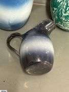 3 Enamelware Pitchers - Swirl and Ombre - 11" of tallest - some wear, chipping