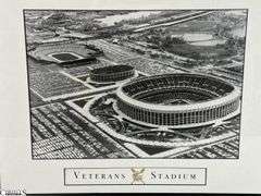 2 Baseball Stadium Prints Framed Under Glass- Forbes Field and Veterans Stadium 26" X 22"