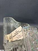 West Moreland Blue Santa On Sleigh, Lidded Piano St Claire Glass Works, Hand Made Glass Basket, Cobalt Dish