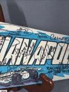 Indianapolis Motor Speedway Autographed Pennant.  Autographs include Lloyd Ruby, Bobby Unser, Tom Carnegie, Lynn St. James, Tom Sneva and Others