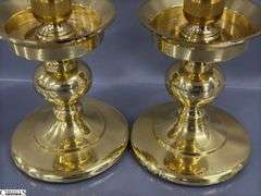 4pcs, 2 Pair of Brass Candle Sticks, Tallest 10", Shorter Pair Are Marked Stiffel