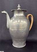 Pewter Pitcher, Woven Accent Handle, Has Mark 12" Tall