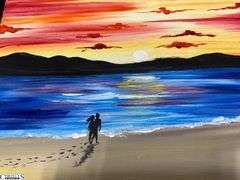 10 Painting Party Canvases, landscapes, Waterfall, Garden Path, Moonlight Scenes Each Measures 16x20"