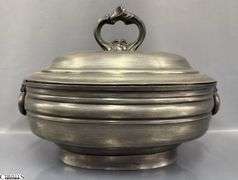 James Dixon and Sons Pewter Oval Tureen, Has Marking 11x8.5"