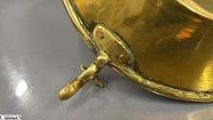 2 Brass Candle Holders, Push up With Large Drip Pan 11" Across 5.5" Tall, and Extended Handle on The Other