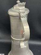 2 Early English Pewter Steins 13" Tallest