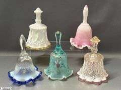 6 Ruffled Edge Glass Bells - 7" of tallest