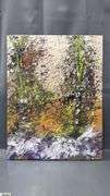 4 Painting on Canvases and Board, Abstracts and Beach Scene, Some Signed See Photos Largest Measures 20x25"