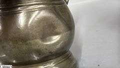 4 J. Abbot Pewter Tankards Some Dents, Tallest 6"