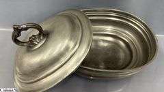 James Dixon and Sons Pewter Oval Tureen, Has Marking 11x8.5"