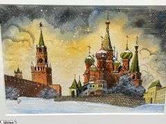 3 Pcs Framed Artwork Prints, St Basil's Cathedral, Bern Cathedral, and Westminster Abbey, See Photos, Largest 13.5"x16"