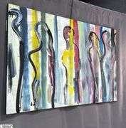 Alummoa Zumiga Party People #2 Mixed Media and Oil On Canvas Multicolor Measures 55x35"