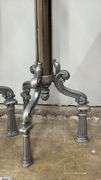 Pair of Polished Pewter Three Footed Candle Holders 48" Tall