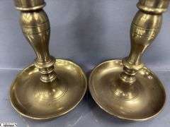 4pcs, 2 Pair of Brass Candle Sticks, Tallest 10", Shorter Pair Are Marked Stiffel