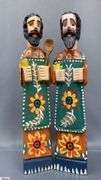 Pair of Guatemalan Carved and Figures, One Missing Spoon