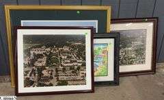 4 Framed Artwork and Photography Prints, All Framed, Largest 40"x32" Gold Frame, CART IS NOT INCLUDED