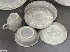 10pcs Fiesta Gray Dishes - Charger Platter, Plates, Bowls, Salt and Pepper - 12" of largest