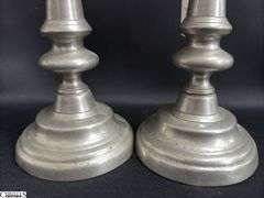 2 Pair of Pewter Candle Sticks, One Pair Marked Colonial Cast Co Tallest 9"