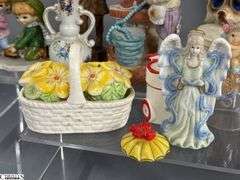 Vintage Salt and Peppers, Figurines, Bell, Toothpick Holder, Some Wear and Dusty