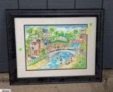 4 Framed Artwork and Photography Prints, All Framed, Largest 40"x32" Gold Frame, CART IS NOT INCLUDED