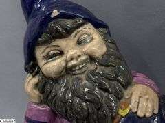 7 Garden Gnomes Tallest 17", Some Concrete Filled, One Composite, Some Chips and Wear